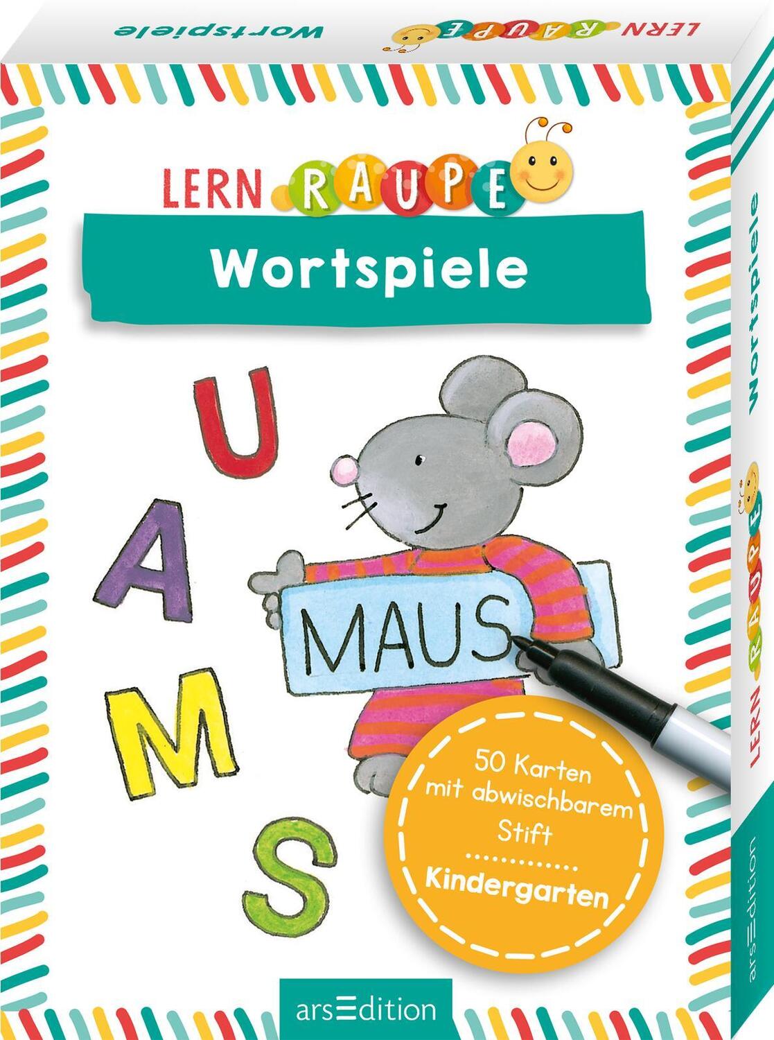 Cover: 9783845856032 | Lernraupe - Wortspiele | 50 Karten mit abwischbarem Stift | Buch