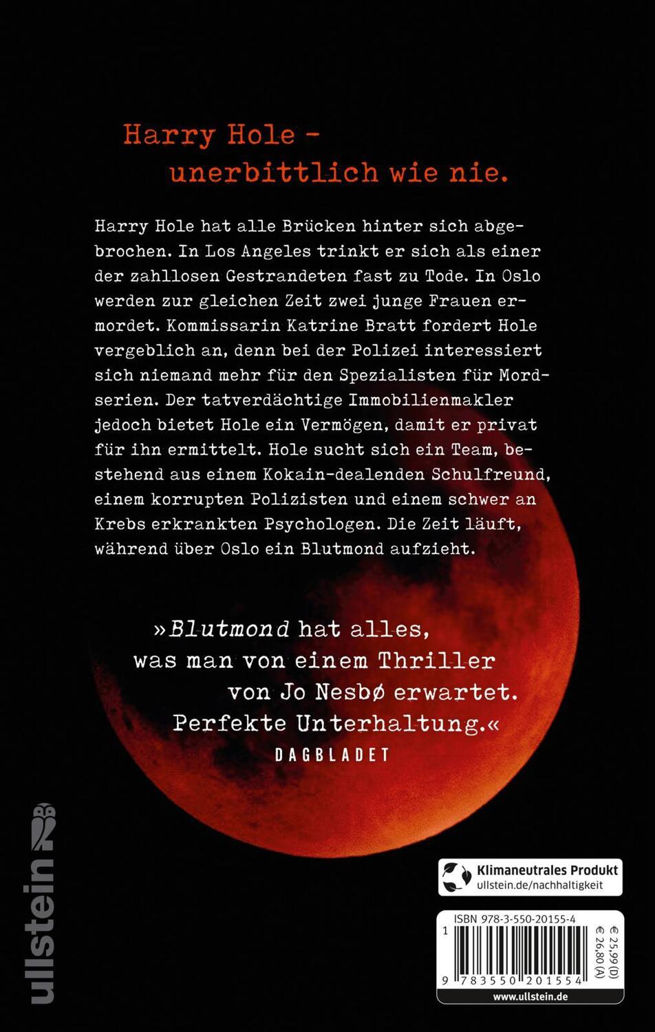 Rückseite: 9783550201554 | Blutmond | Jo Nesbø | Buch | Ein Harry-Hole-Krimi | 544 S. | Deutsch