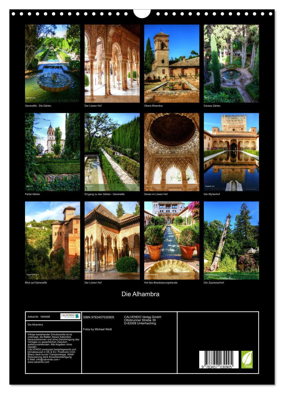 Bild: 9783457030905 | Die Alhambra (Wandkalender 2025 DIN A3 hoch), CALVENDO Monatskalender