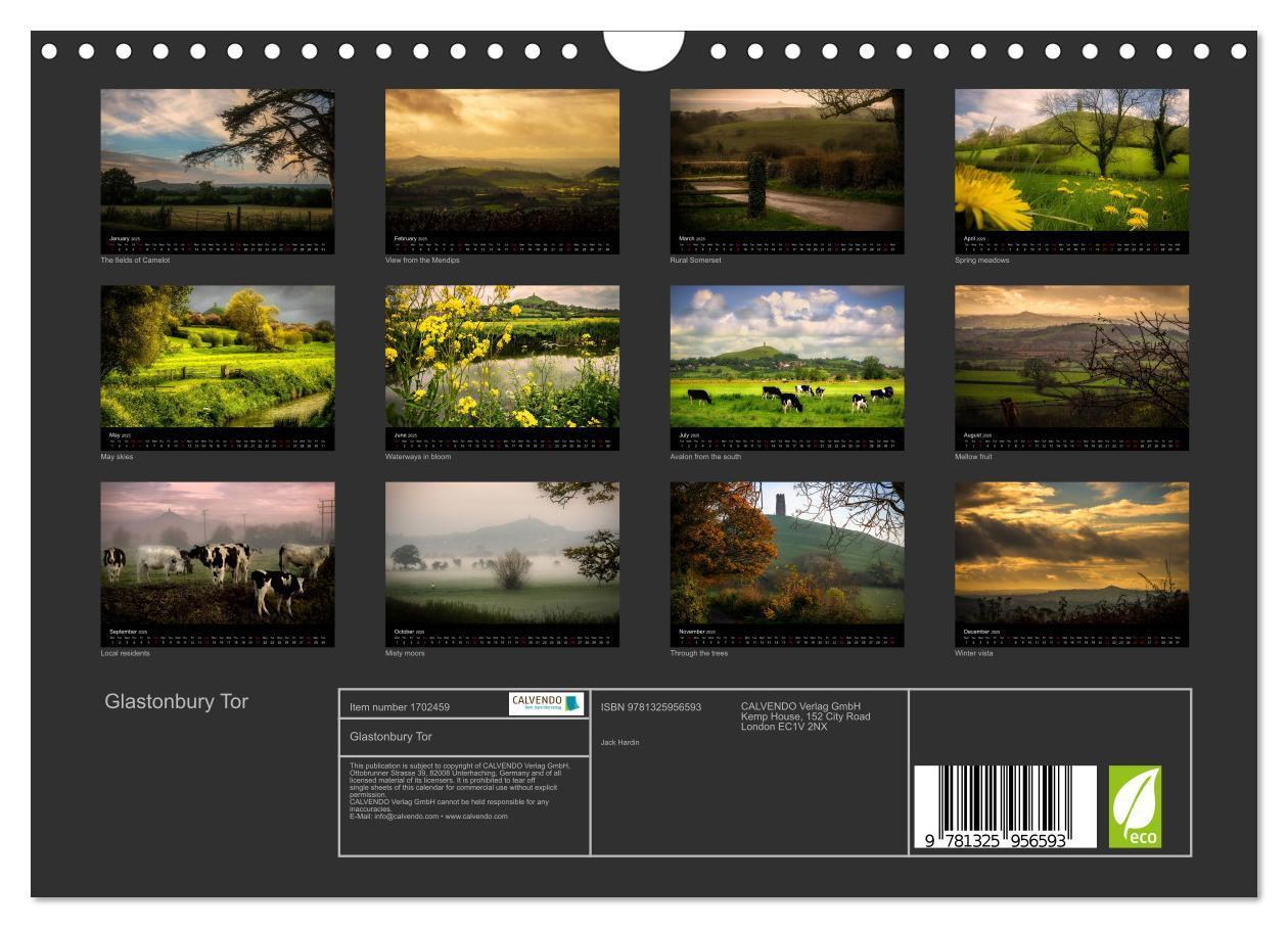 Bild: 9781325956593 | Glastonbury Tor (Wall Calendar 2025 DIN A4 landscape), CALVENDO 12...