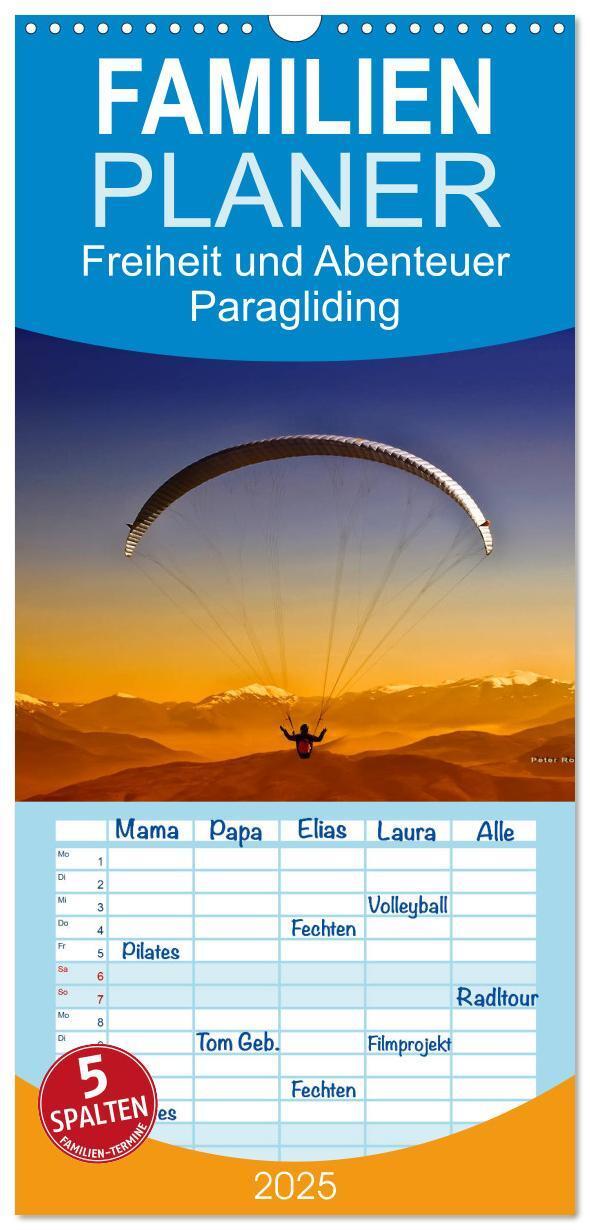 Cover: 9783457112809 | Familienplaner 2025 - Freiheit und Abenteuer - Paragliding mit 5...