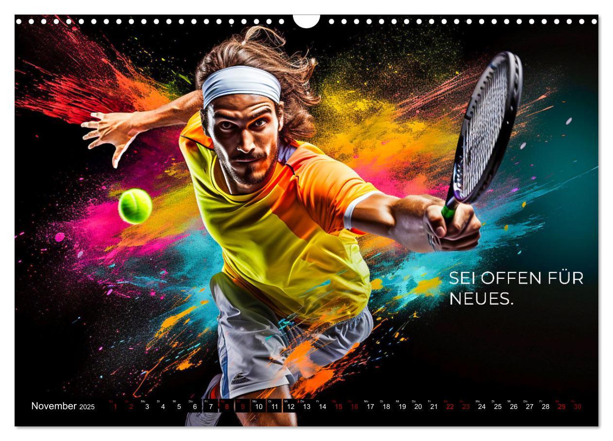 Bild: 9783383873096 | Tennis und Motivation (Wandkalender 2025 DIN A3 quer), CALVENDO...