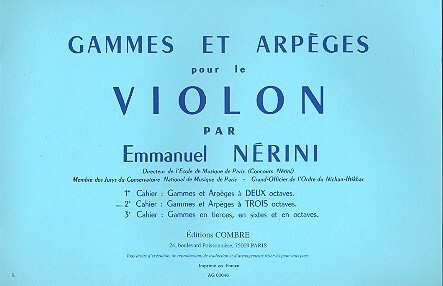 Cover: 9790230300117 | Gammes et arpèges vol.2 pour violon Gammes et arpèges à 3 octaves