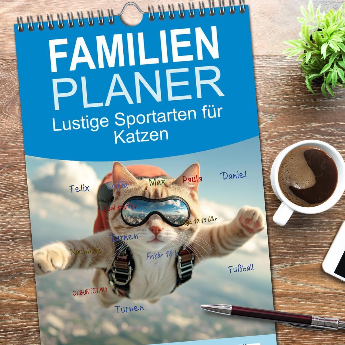 Bild: 9783457191859 | Familienplaner 2025 - Lustige Sportarten für Katzen mit 5 Spalten...