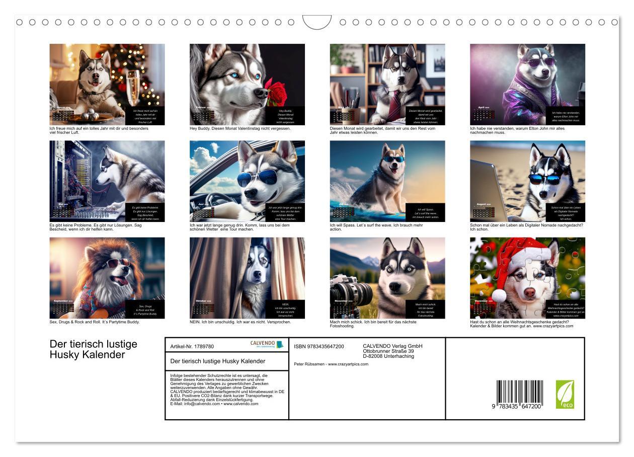 Bild: 9783435647200 | Der tierisch lustige Husky Kalender (Wandkalender 2025 DIN A3...