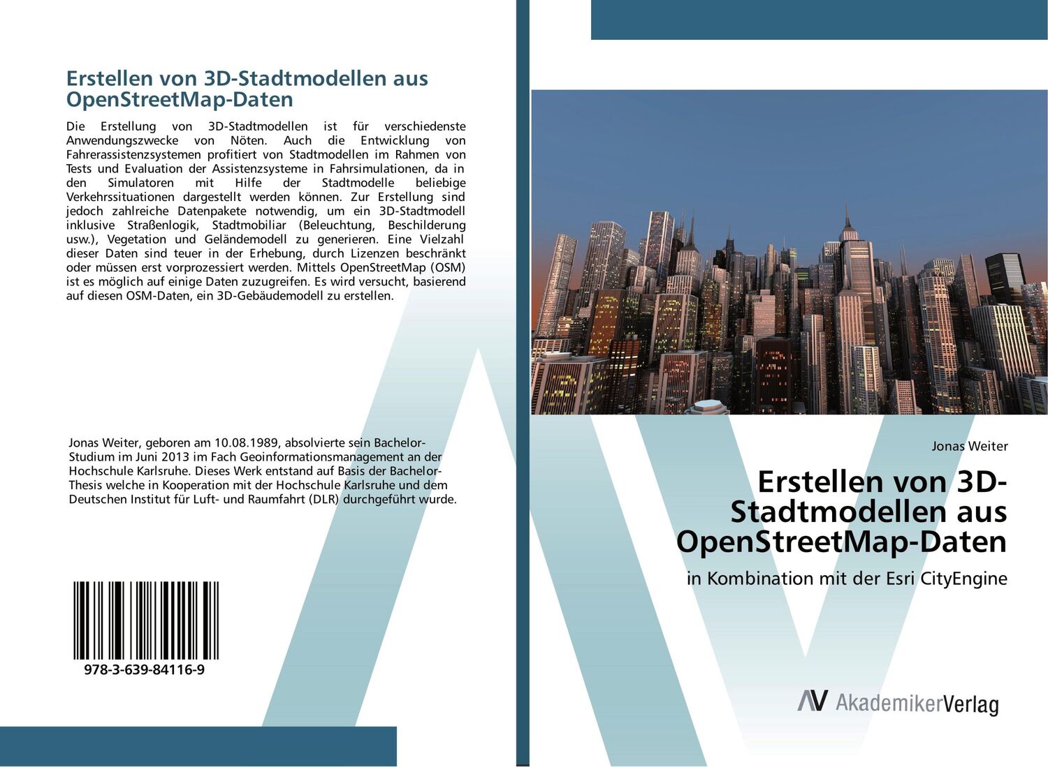 Cover: 9783639841169 | Erstellen von 3D-Stadtmodellen aus OpenStreetMap-Daten | Jonas Weiter