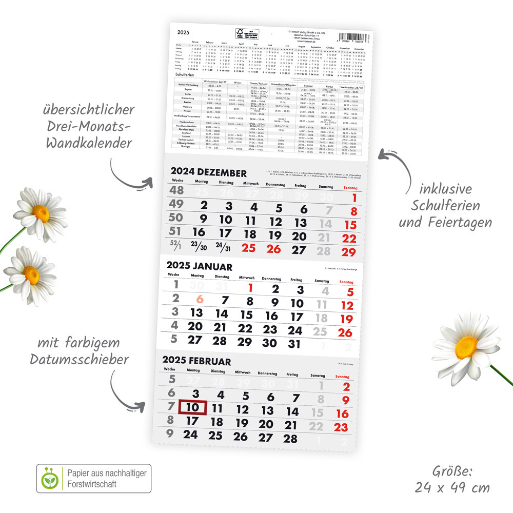 Bild: 4251901507327 | Trötsch Dreimonatskalender Drei-Monatskalender 2025 | Co.KG | Kalender