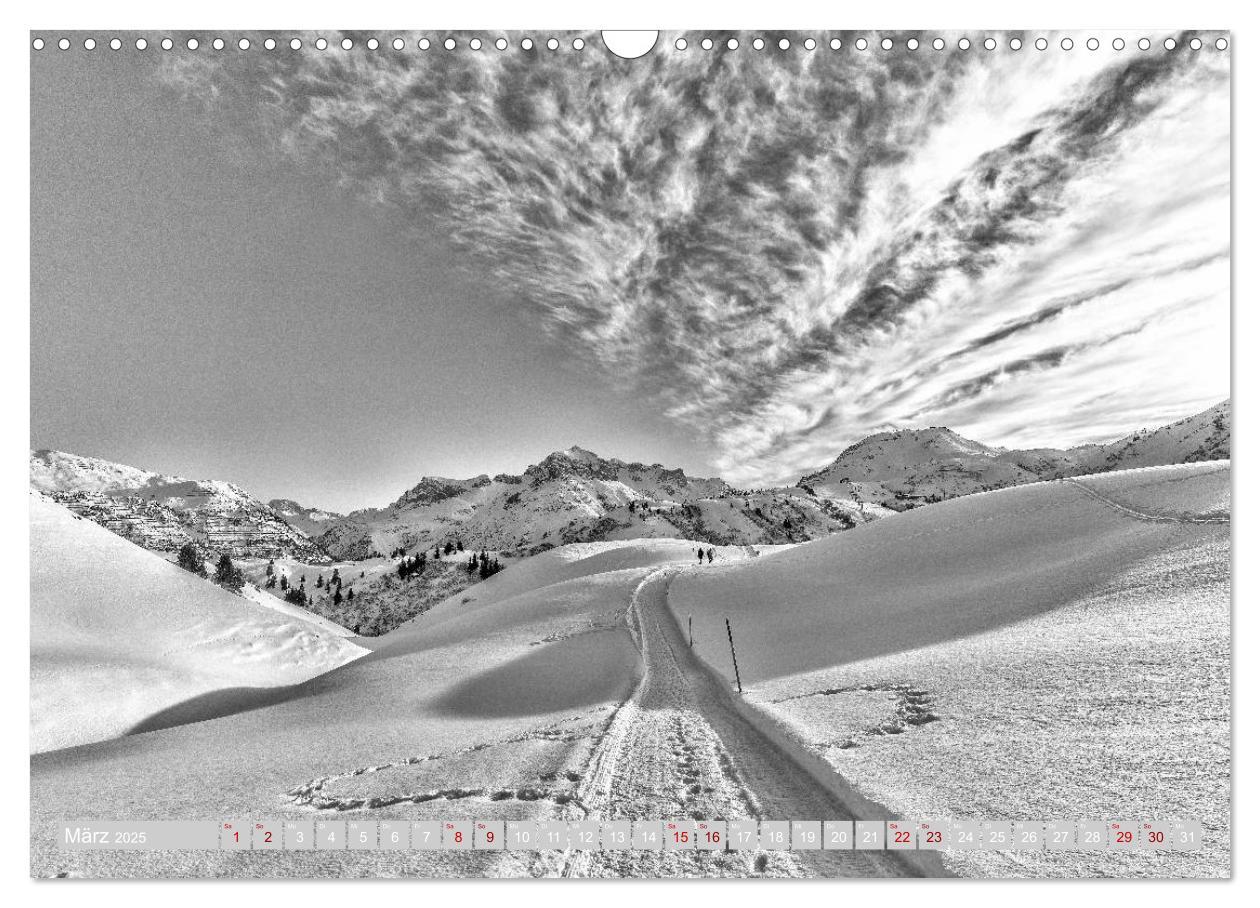 Bild: 9783435299829 | Arlberg black and white (Wandkalender 2025 DIN A3 quer), CALVENDO...