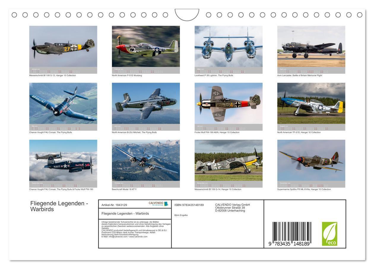 Bild: 9783435148189 | Fliegende Legenden - Warbirds (Wandkalender 2025 DIN A4 quer),...