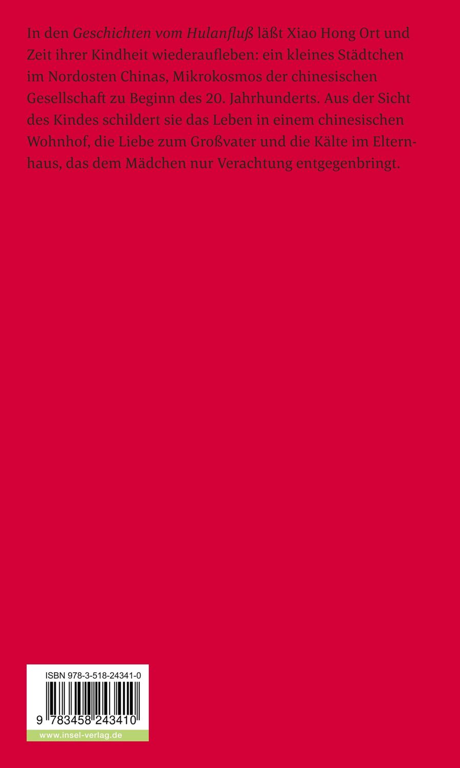 Rückseite: 9783458243410 | Geschichten vom Hulan Fluß | Hong Xiao | Taschenbuch | 283 S. | 2024