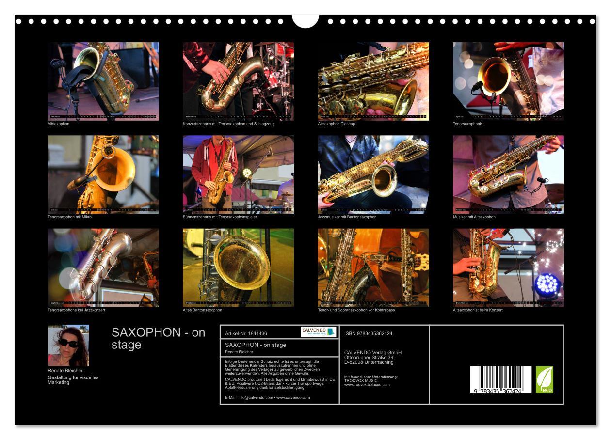 Bild: 9783435362424 | SAXOPHON - on stage (Wandkalender 2025 DIN A3 quer), CALVENDO...