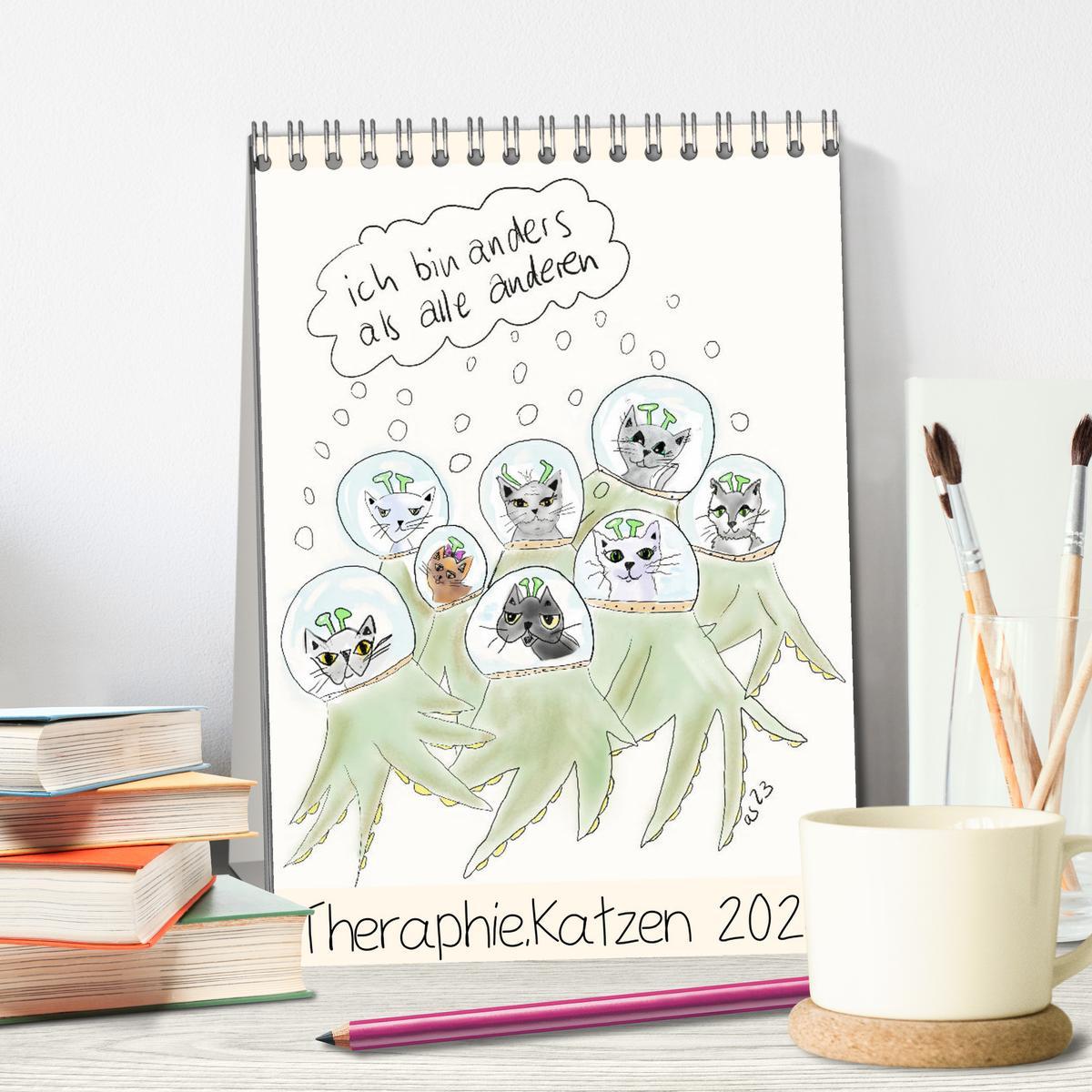 Bild: 9783457220818 | Therapie.Katzen (Tischkalender 2025 DIN A5 hoch), CALVENDO...