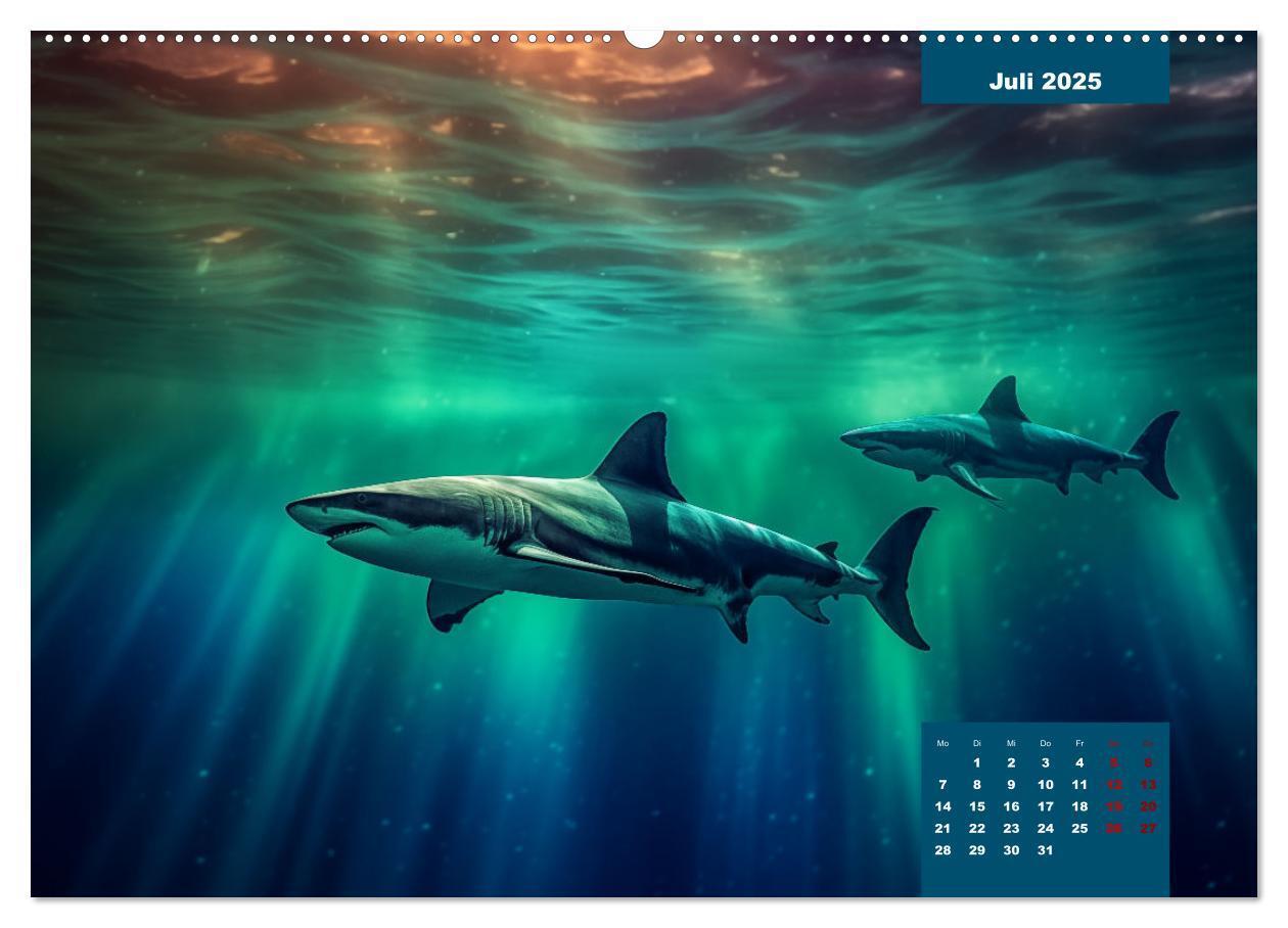 Bild: 9783383760525 | Stille Giganten - KI-generierte Hai-Impressionen (Wandkalender 2025...