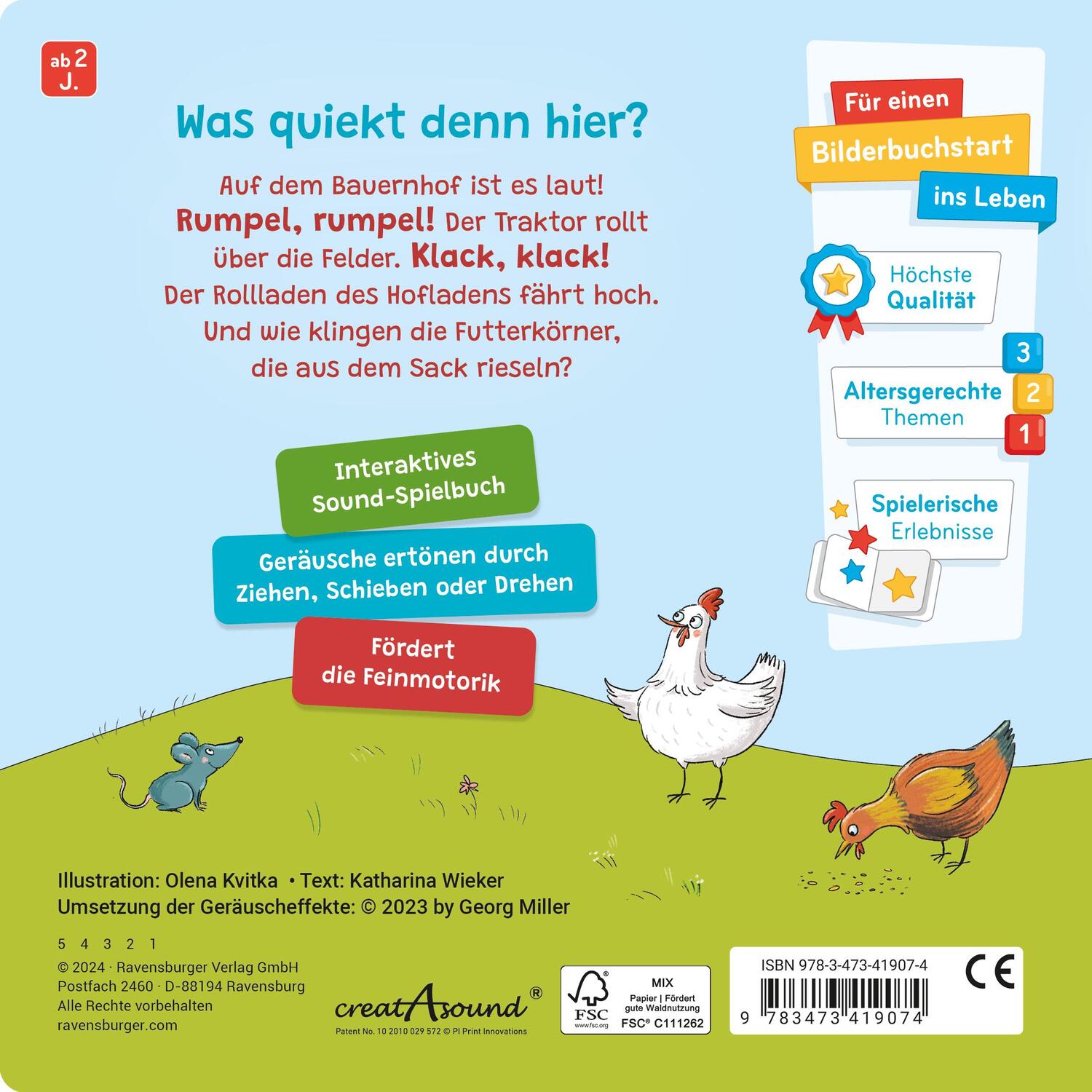 Rückseite: 9783473419074 | Spielen, Hören, Staunen: Bauernhof. Ein Sound-Spielbuch ohne...