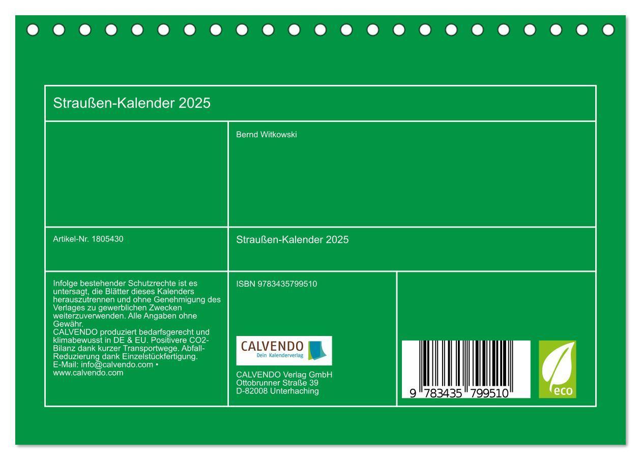 Bild: 9783435799510 | Straußen-Kalender 2025 (Tischkalender 2025 DIN A5 quer), CALVENDO...