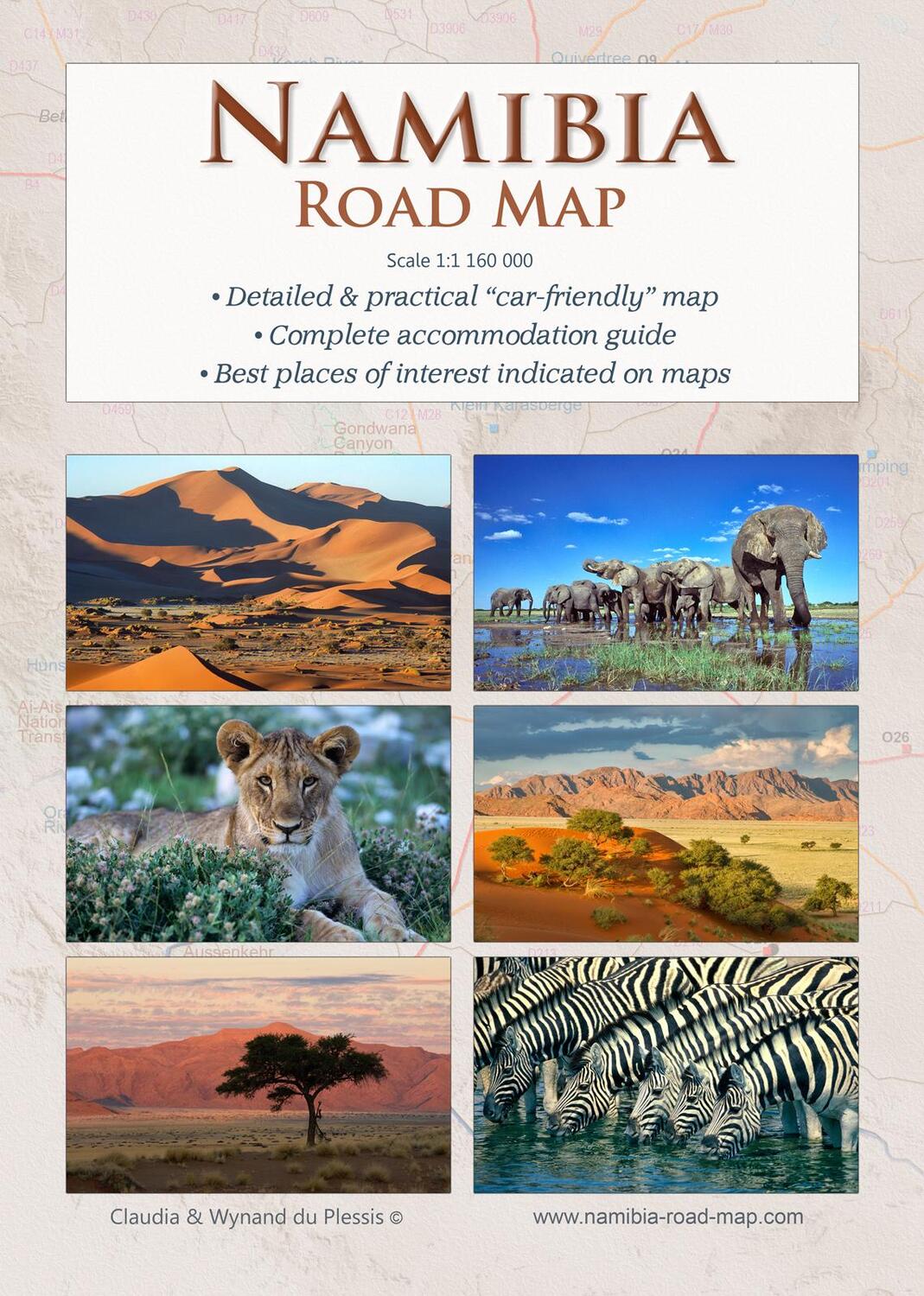 Bild: 9783947895427 | Detaillierte NAMIBIA Reisekarte - NAMIBIA ROAD MAP (1:1.160.000)