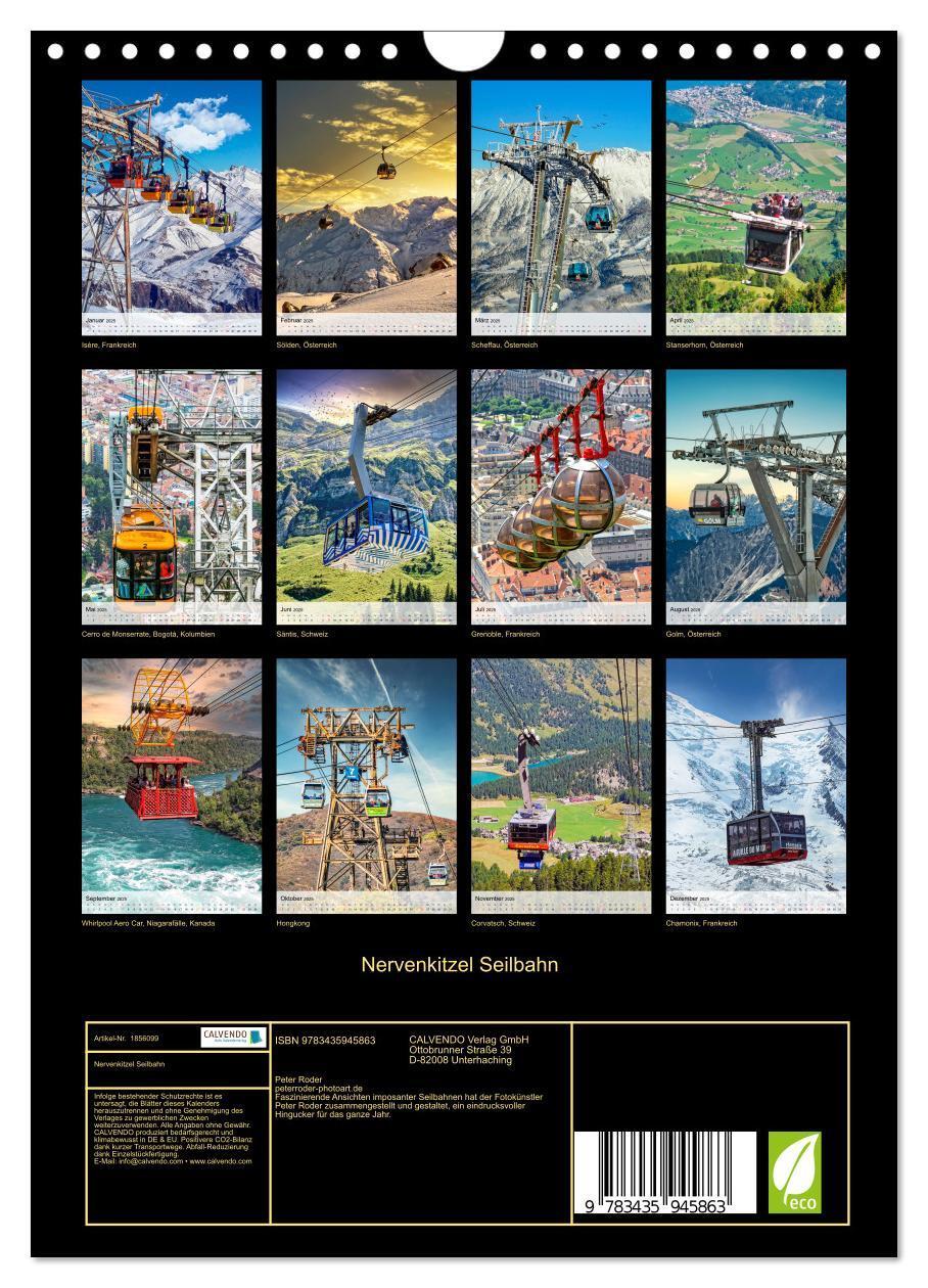 Bild: 9783435945863 | Nervenkitzel Seilbahn (Wandkalender 2025 DIN A4 hoch), CALVENDO...