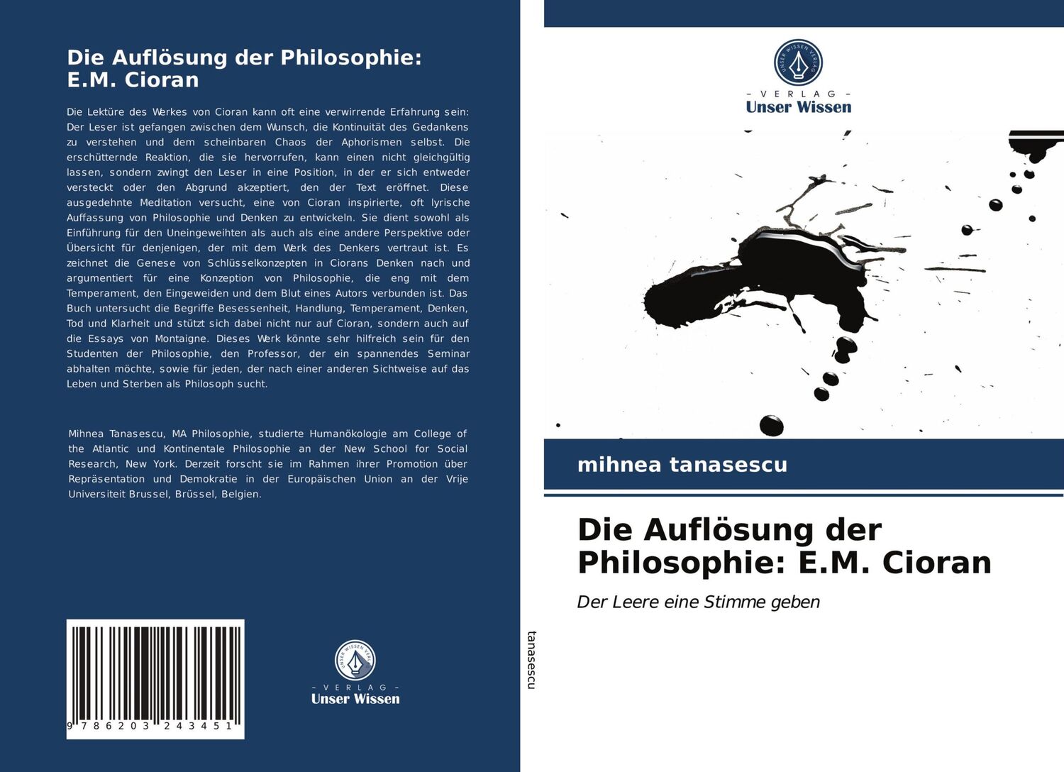 Cover: 9786203243451 | Die Auflösung der Philosophie: E.M. Cioran | Mihnea Tanasescu | Buch