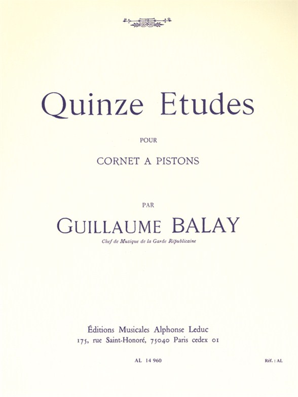 Cover: 9790046149603 | 15 Etudes | Guillaume Balay | Partitur | Alphonse Leduc