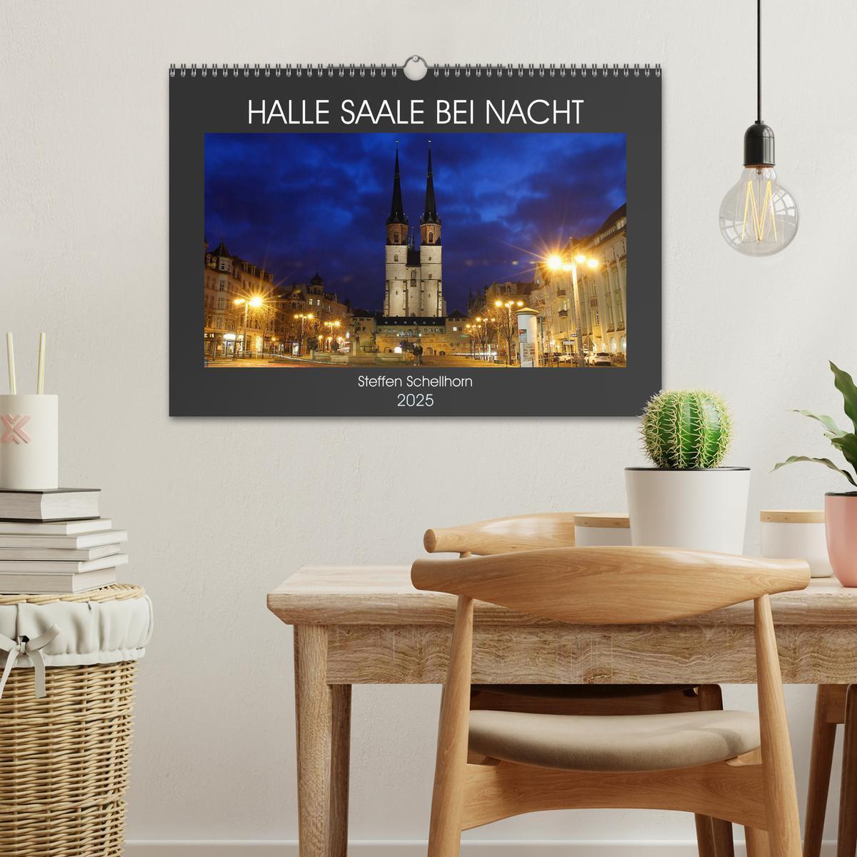 Bild: 9783435076680 | HALLE SAALE BEI NACHT (Wandkalender 2025 DIN A3 quer), CALVENDO...