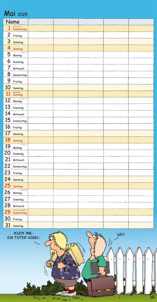 Bild: 9783830321576 | Uli Stein Familienkalender 2025: Familienplaner mit 5 Spalten | Stein